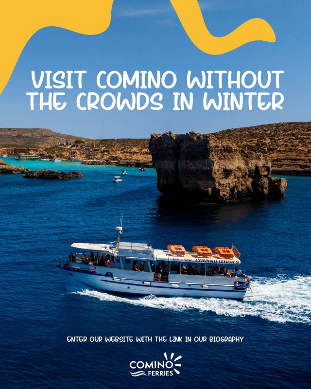 🌊 Discover Comino without the crowds this winter with Comino Ferries! 🚤 Travel from Malta to the stunning Blue Lagoon and enjoy the breathtaking scenery in peace. 🌅✨
Book your spot today and experience a magical getaway away from the hustle. 💙

#CominoFerries #BlueLagoon #Malta #PerfectEscape #WinterInComino